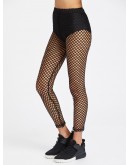 Elastic Waist Fishnet Leggings