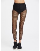 Elastic Waist Fishnet Leggings