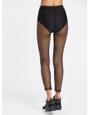 Elastic Waist Fishnet Leggings