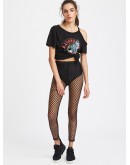 Elastic Waist Fishnet Leggings