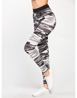 Contrast Waist Camo Leggings