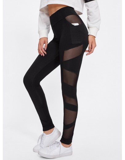 Sheer Mesh Panel Leggings