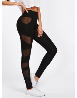 Sheer Mesh Panel Leggings