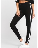 Grommet Detail Contrast Panel Leggings