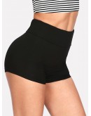 Wide Waist Solid Legging Shorts