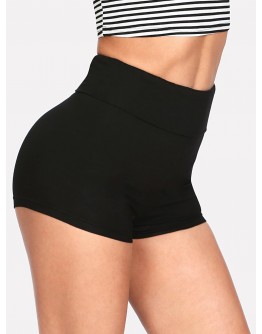 Wide Waist Solid Legging Shorts