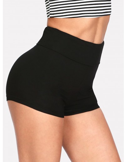 Wide Waist Solid Legging Shorts