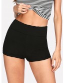 Wide Waist Solid Legging Shorts