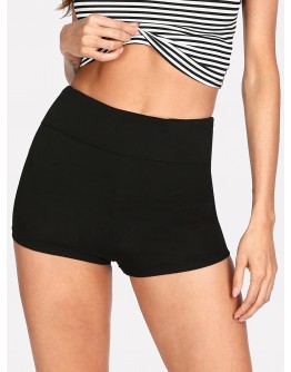 Wide Waist Solid Legging Shorts