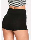 Wide Waist Solid Legging Shorts