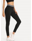 Checkered Waistband Leggings