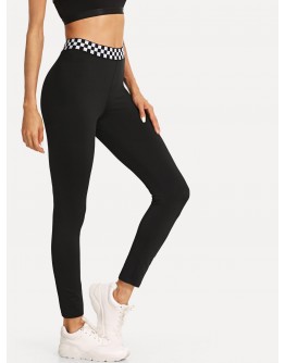 Checkered Waistband Leggings