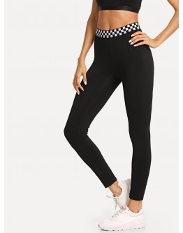 Checkered Waistband Leggings