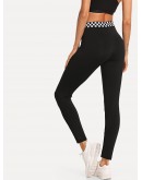 Checkered Waistband Leggings