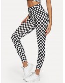 High Waist Plaid Skinny Leggings