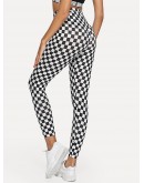 High Waist Plaid Skinny Leggings