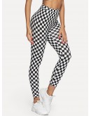 High Waist Plaid Skinny Leggings