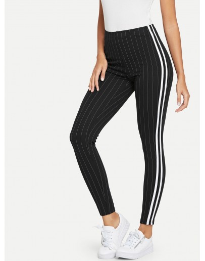 Contrast Tape Side Striped Leggings