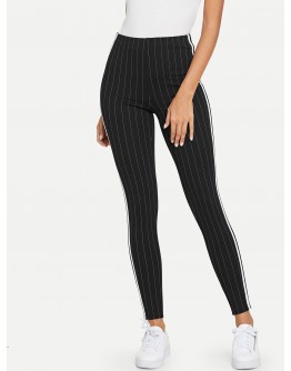 Contrast Tape Side Striped Leggings