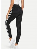 Contrast Tape Side Striped Leggings