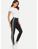 Contrast Tape Side Striped Leggings