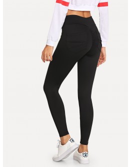 Pocket Detail Solid Skinny Leggings