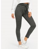 Knot Waist Solid Skinny Leggings