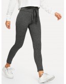 Knot Waist Solid Skinny Leggings