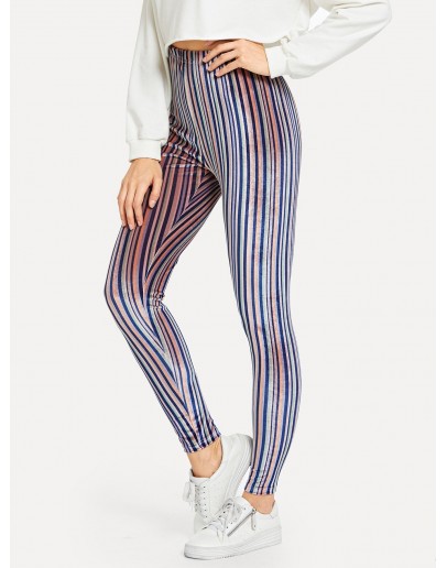 Striped Velvet Leggings