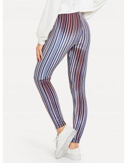 Striped Velvet Leggings