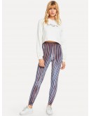 Striped Velvet Leggings