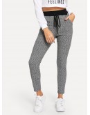 Contrast Side Seam Plaid Leggings