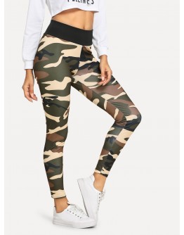 Camo Elastic Waist Leggings