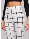 High Waist Grid Skinny Leggings