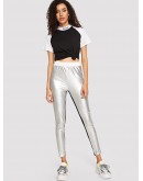 Cut And Sew Metallic Leggings