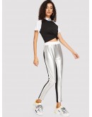 Cut And Sew Metallic Leggings