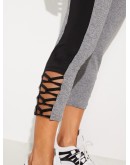 Letter Tape Lace-up Leggings