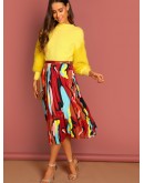 Graphic Print Pleated Skirt