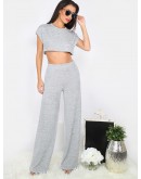 Crop Top With Pocket Wide-leg Pants