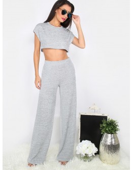 Crop Top With Pocket Wide-leg Pants