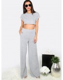 Crop Top With Pocket Wide-leg Pants