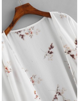 Fringe Trim Florals Kimono