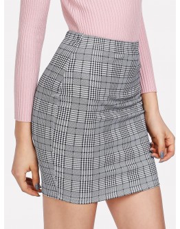 Plaid Print Bodycon Skirt