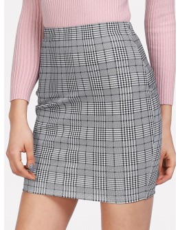 Plaid Print Bodycon Skirt