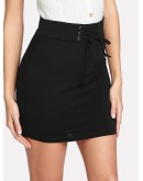 Lace Up Waist Skirt