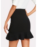 Asymmetrical Flounce Hem Overlap Skirt