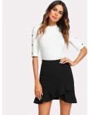 Asymmetrical Flounce Hem Overlap Skirt