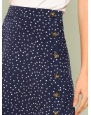 Polka Dot Slit Side Skirt