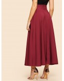 Knot Front Zip Back Flare Skirt