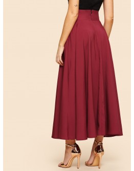 Knot Front Zip Back Flare Skirt